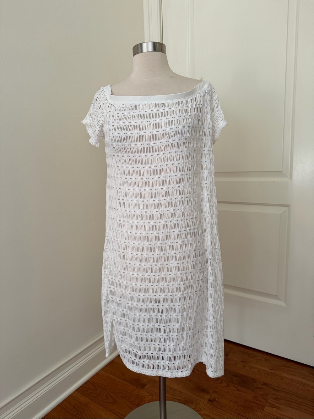 Gottex White Crochet Swim Coverup Dress